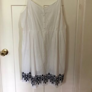 Old Navy White Linen Dress, Dark Blue Accents- XXL